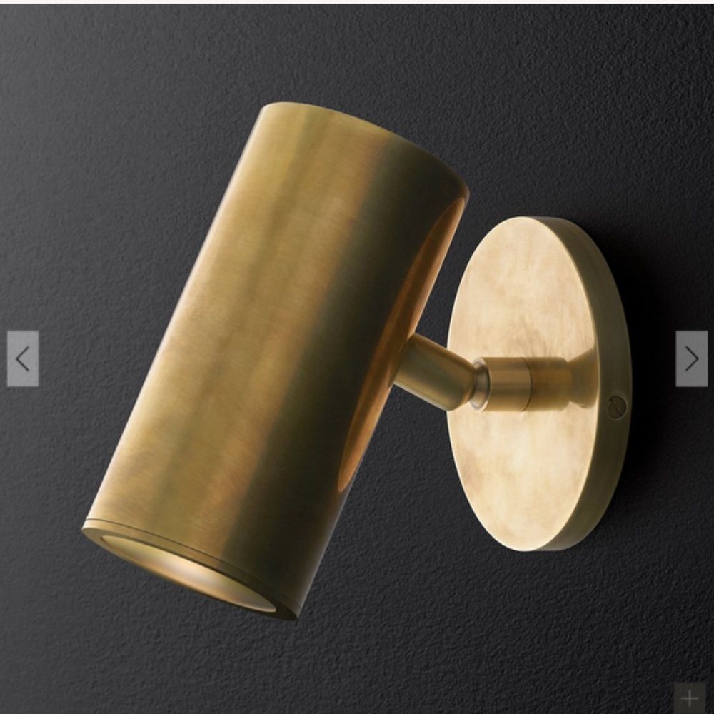 Restoration Hardware Lacquered Burnished Brass Champeaux Wall Sconce, Adjustable